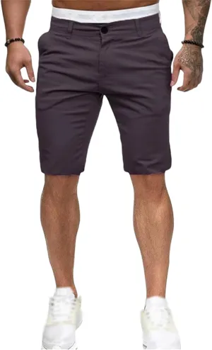 Men's Casual Cargo Shorts Solid Color Slim Fit Shorts Open Bottom Stretch Pants Summer Lightweight Sports Pants