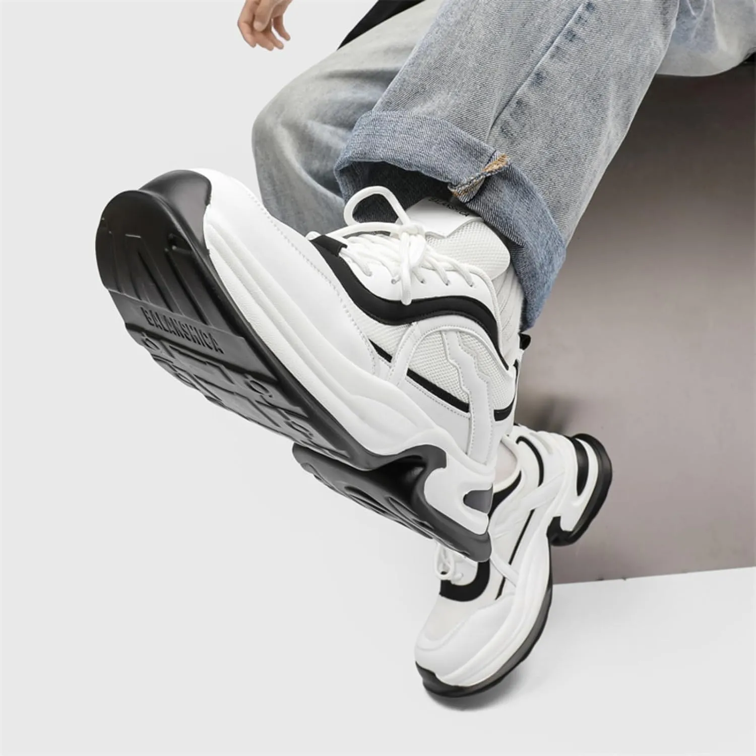Men's Stylish Trendy Running Shoe Platform Chunky Walking Sneakers Breathable Mesh Comfy Lightweight Fashion Casual Tennis Dad Shoes