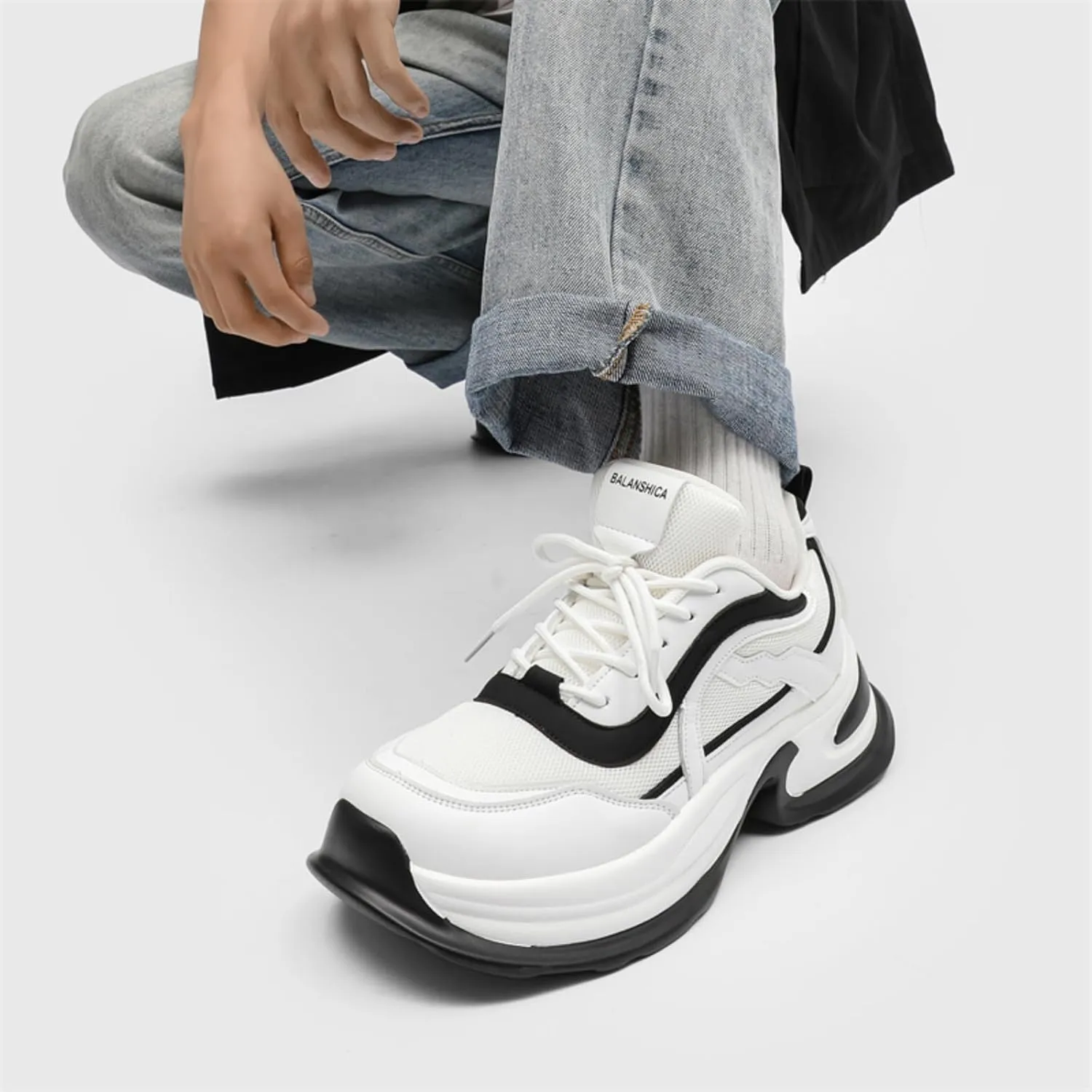 Men's Stylish Trendy Running Shoe Platform Chunky Walking Sneakers Breathable Mesh Comfy Lightweight Fashion Casual Tennis Dad Shoes