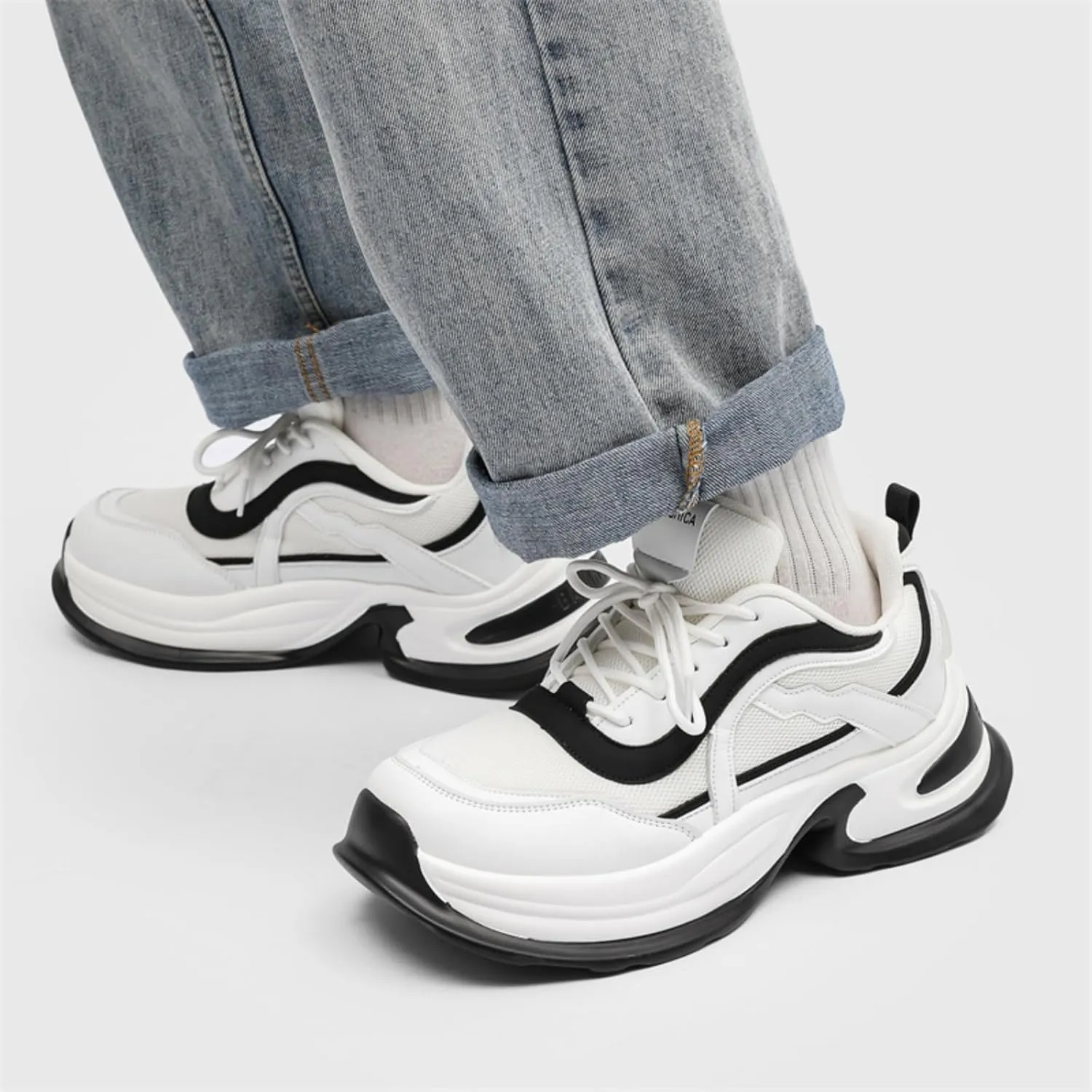 Men's Stylish Trendy Running Shoe Platform Chunky Walking Sneakers Breathable Mesh Comfy Lightweight Fashion Casual Tennis Dad Shoes