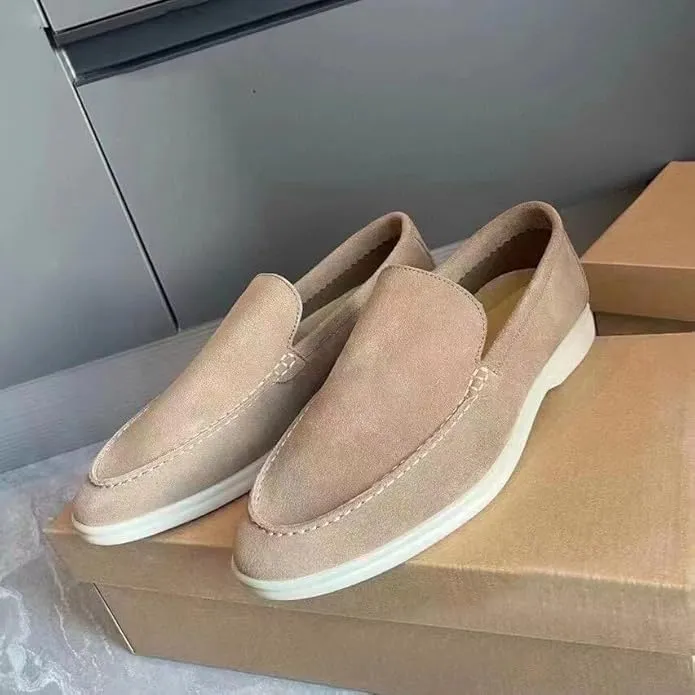 Men's Suede Loafers Slip-Ons Moccasins for Men Summer Dress Shoes Lightweight and Breathable Flat Loafer Casual Driving Walking Shoes Oxford Shoes