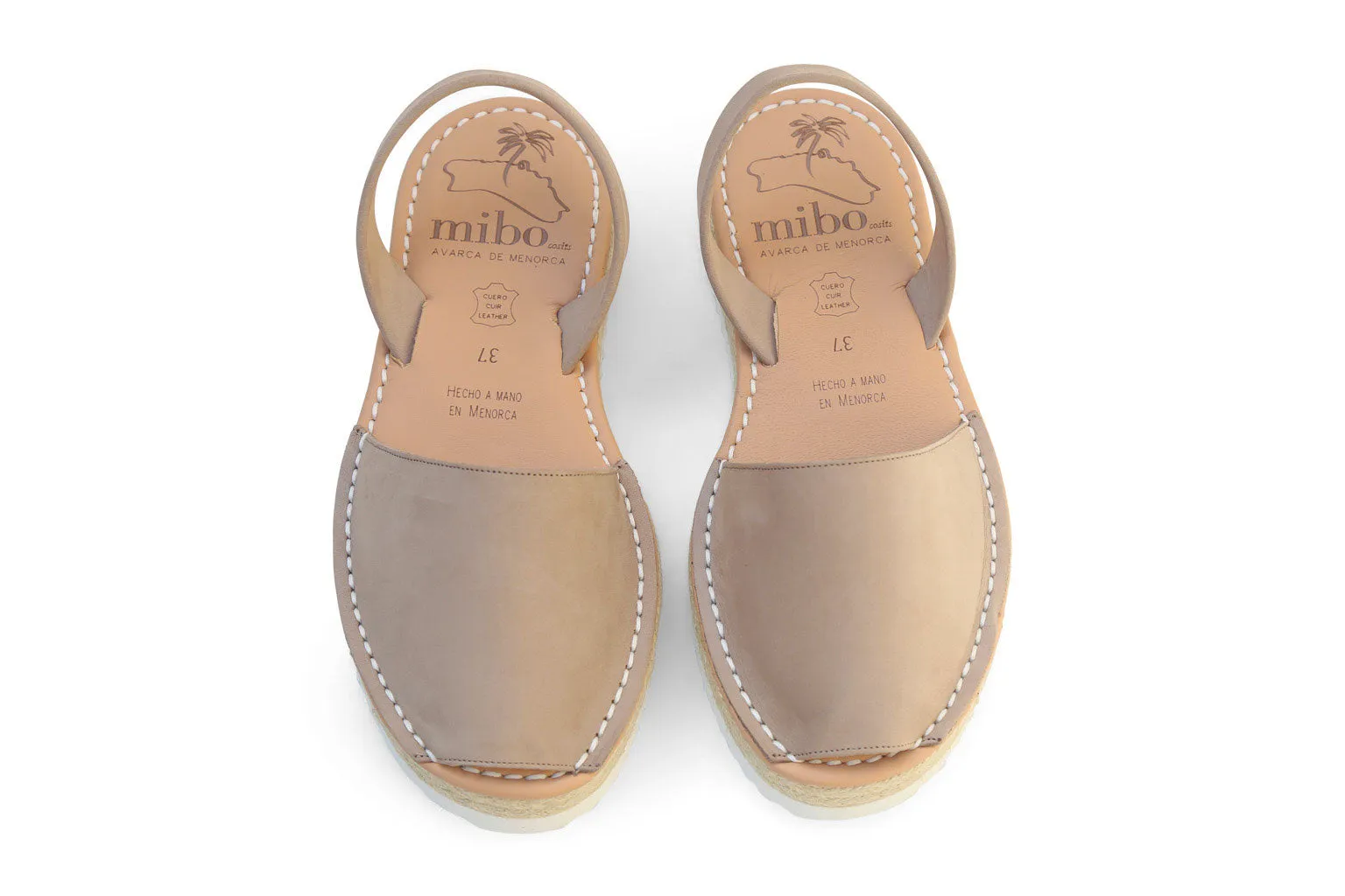 Mibo Flatform Avarcas Taupe Menorcan Sandals