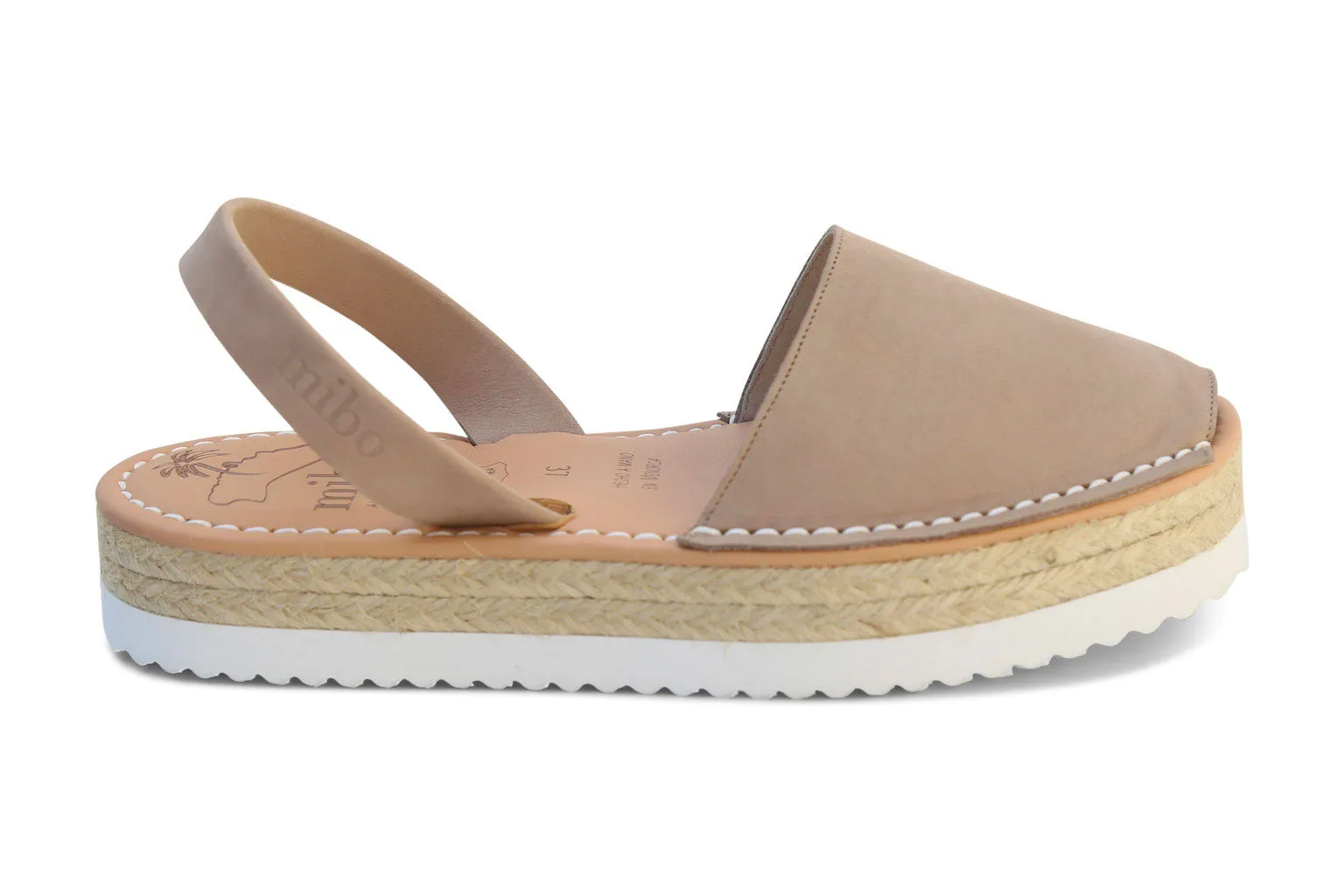 Mibo Flatform Avarcas Taupe Menorcan Sandals