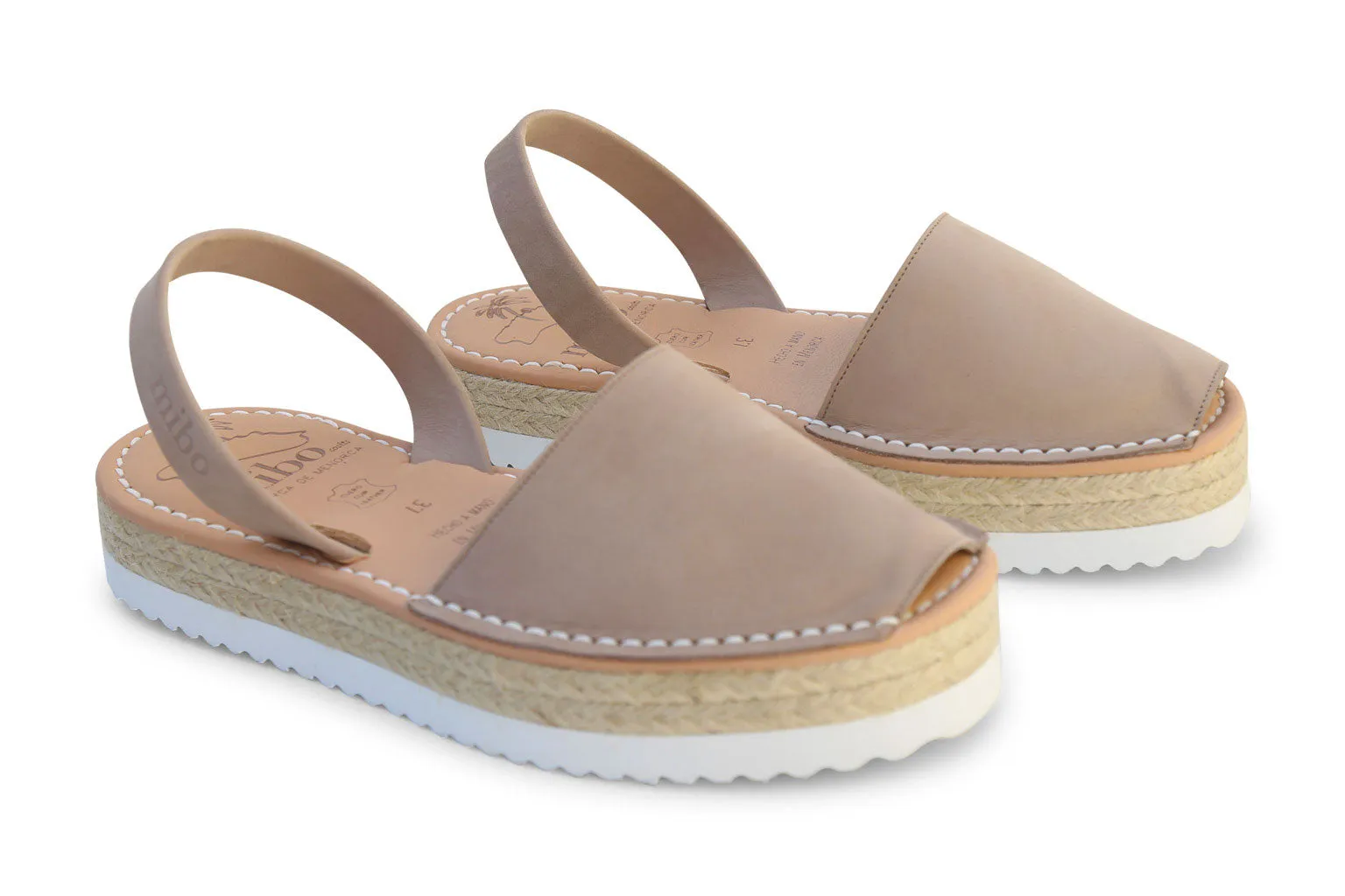 Mibo Flatform Avarcas Taupe Menorcan Sandals