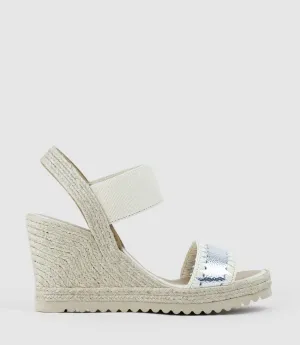 MINERVA Stitched Elastic Espadrille in Silver