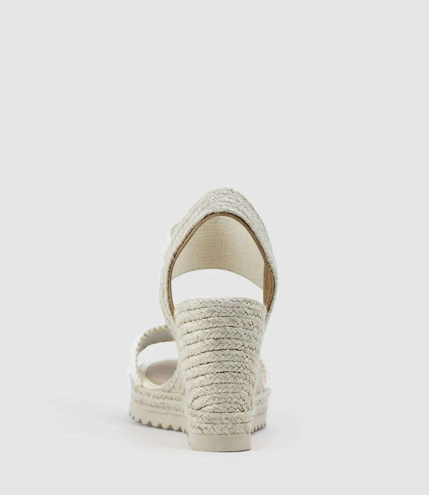 MINERVA Stitched Elastic Espadrille in Silver