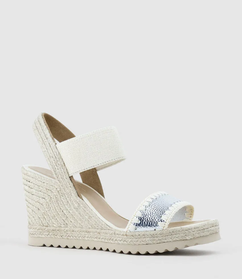 MINERVA Stitched Elastic Espadrille in Silver