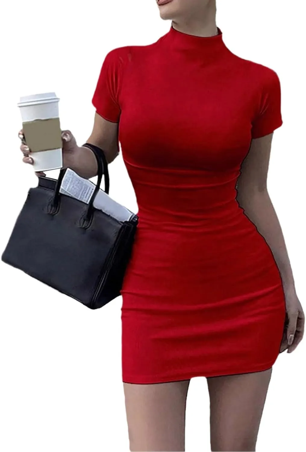 Mini Dresses for Women 2025 Summer Trendy Casual Sundresses Curvy Sun Dress Mock Neck Fitted Sundress Beach Vacation