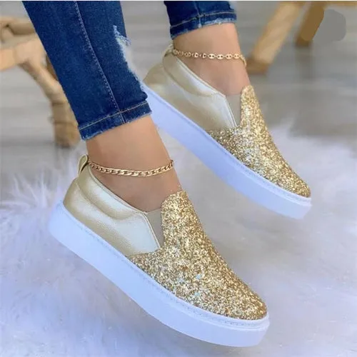 Moccasins Glitter Flat Female Loafers Shoes
