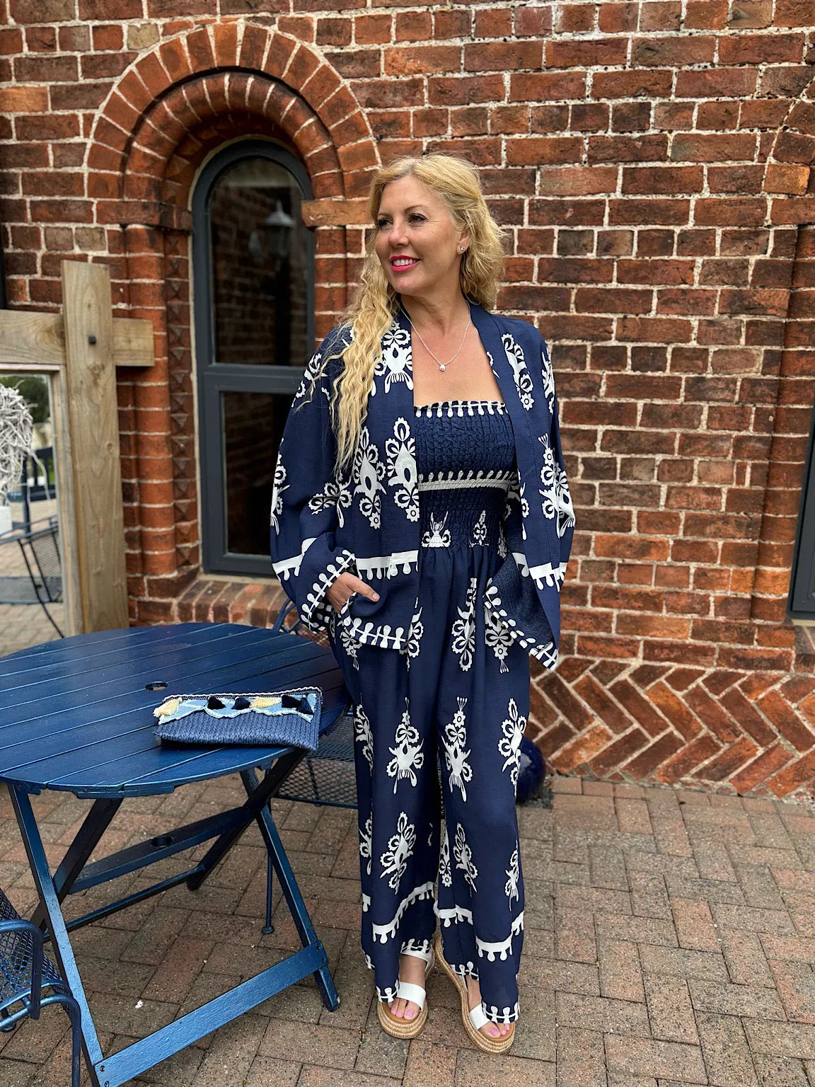 Navy Damask Jacket Amelia