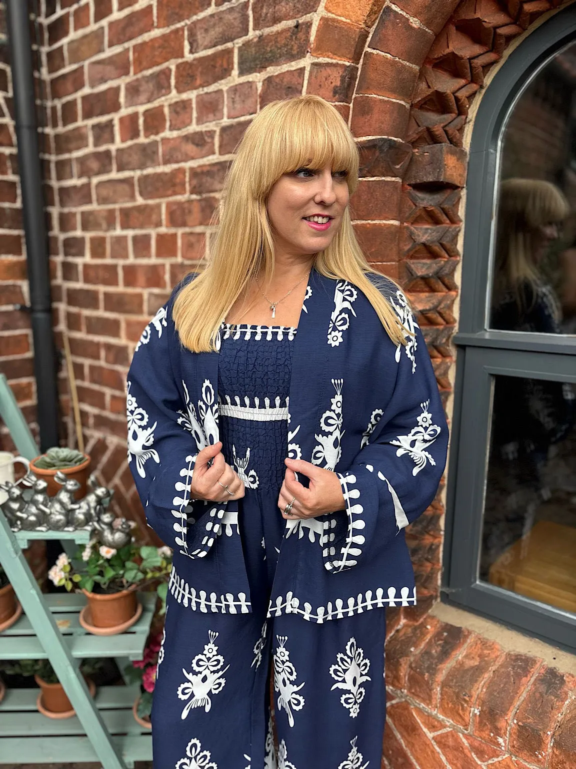 Navy Damask Jacket Amelia