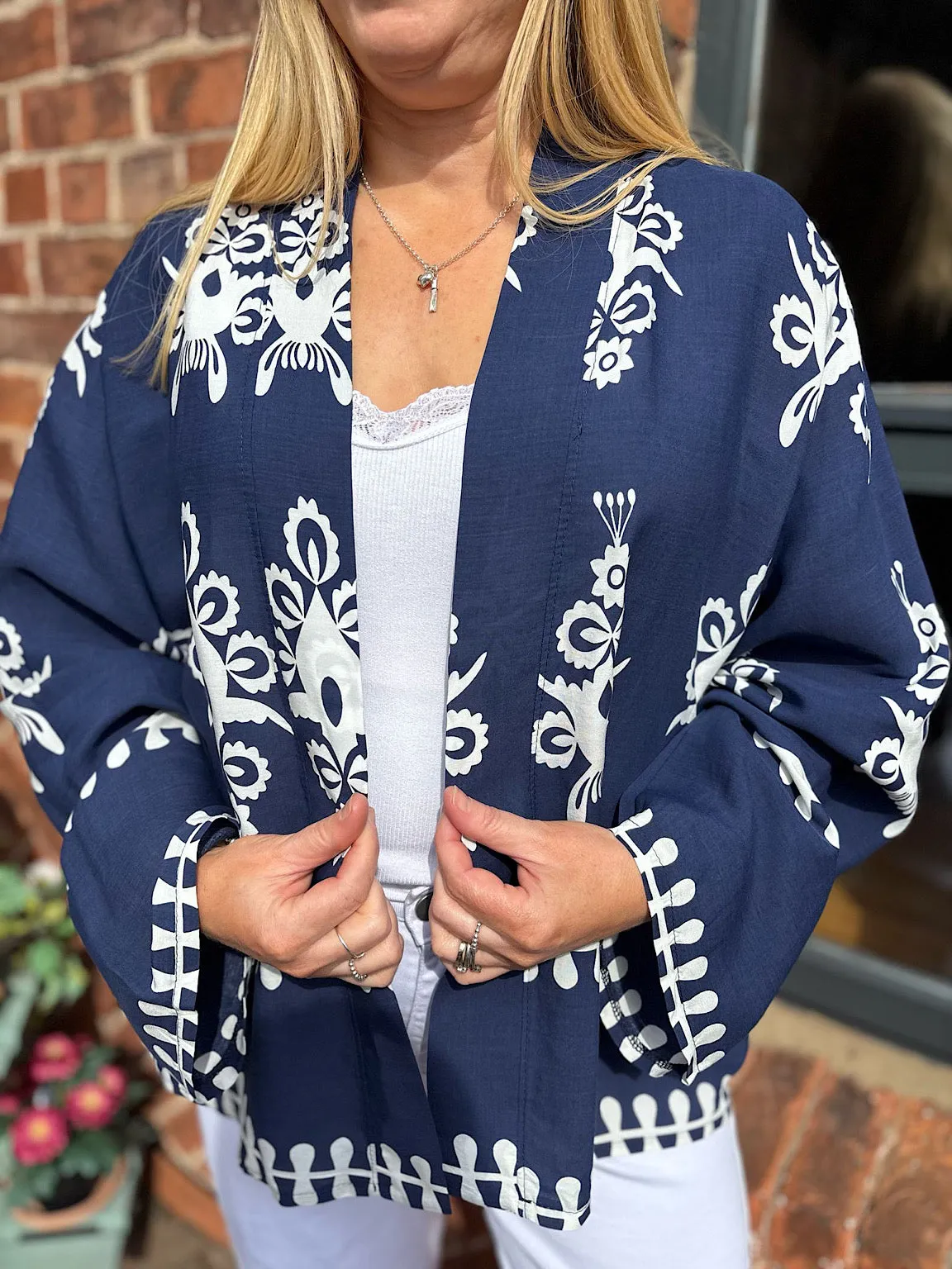 Navy Damask Jacket Amelia