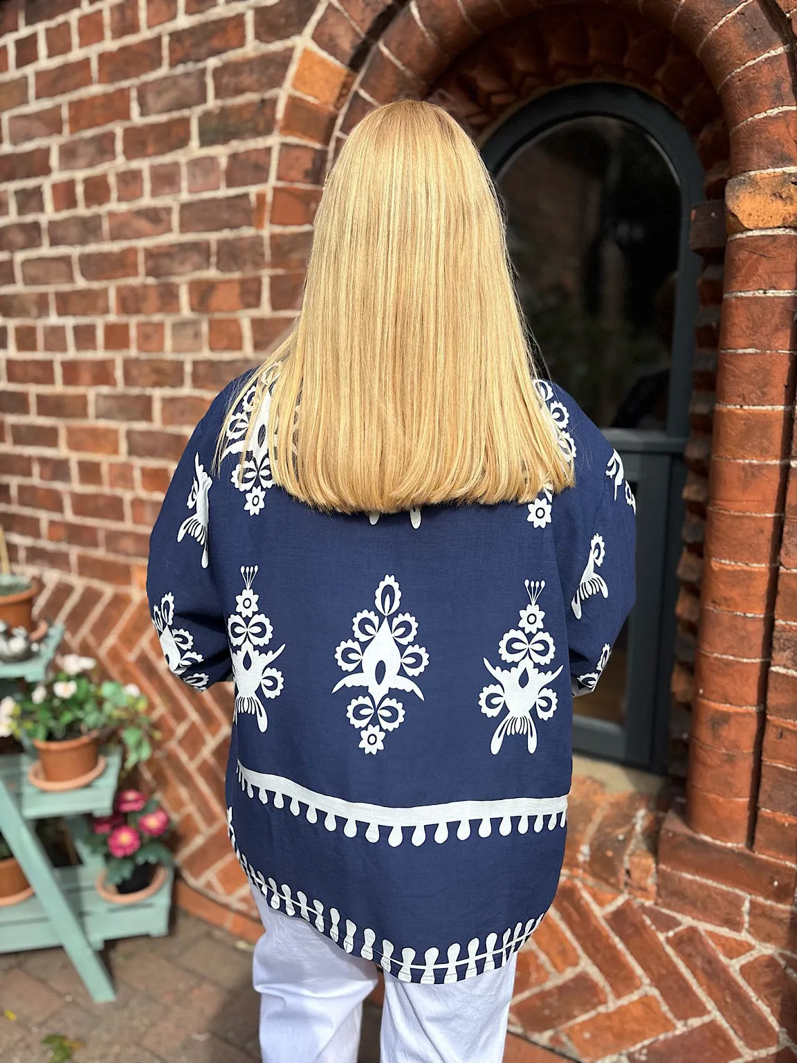 Navy Damask Jacket Amelia