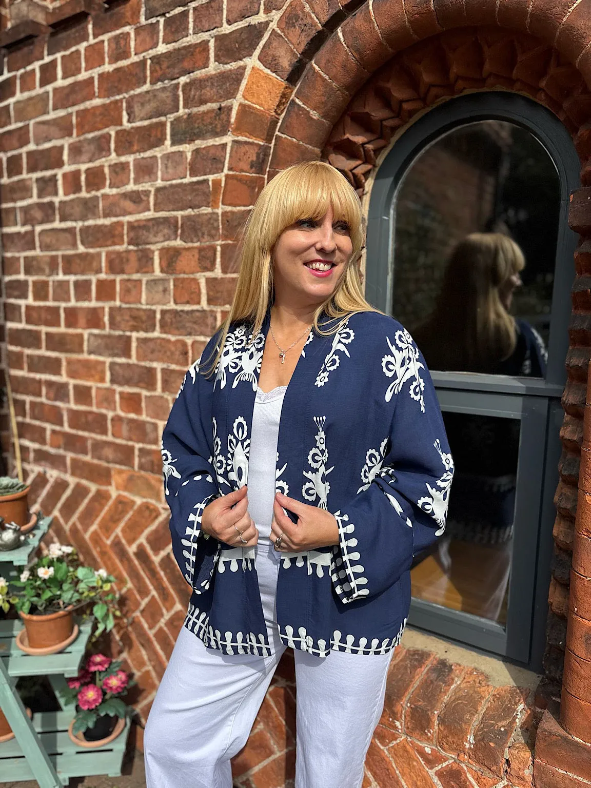 Navy Damask Jacket Amelia