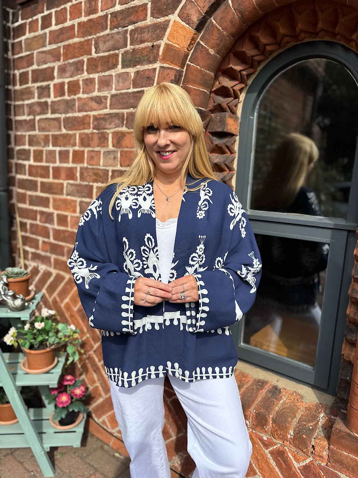 Navy Damask Jacket Amelia