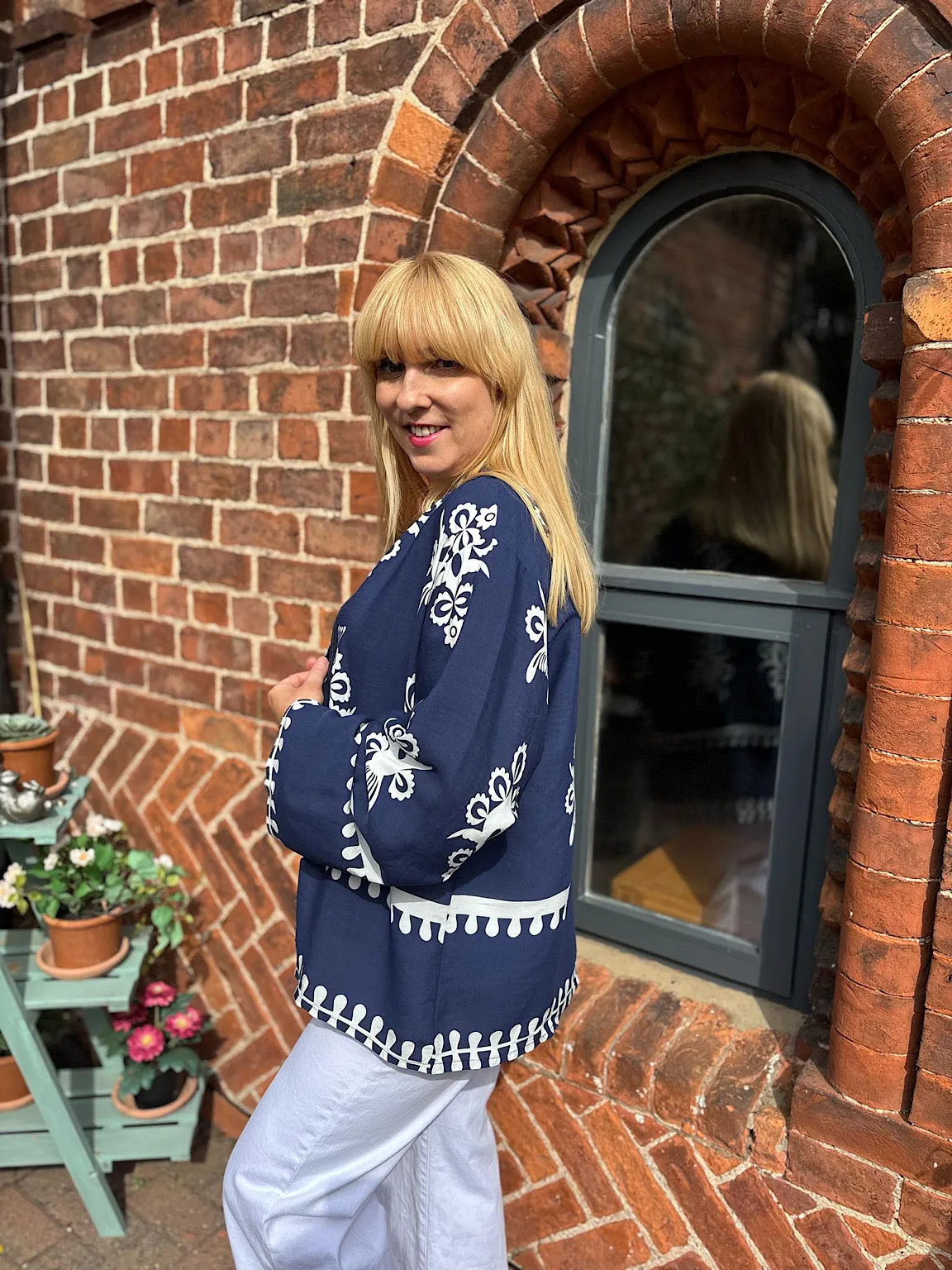 Navy Damask Jacket Amelia