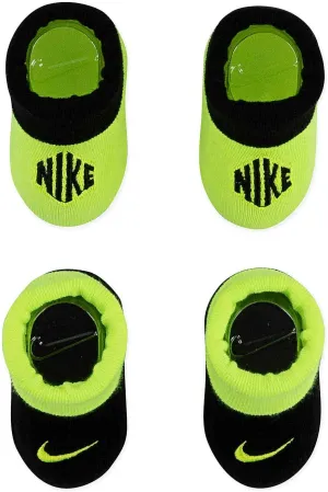 Nike Baby Booties 2 Pairs (Black(LN0389-364)/Volt, 0-6 Months)