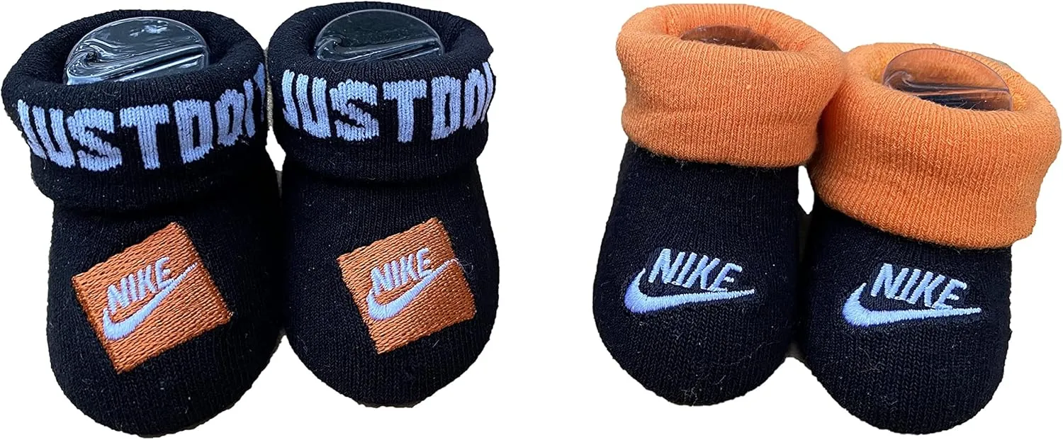 Nike Infant Just Do It Futura Booties 2 Pack (Black(NN0404-023)/Orange, 0-6 Months)