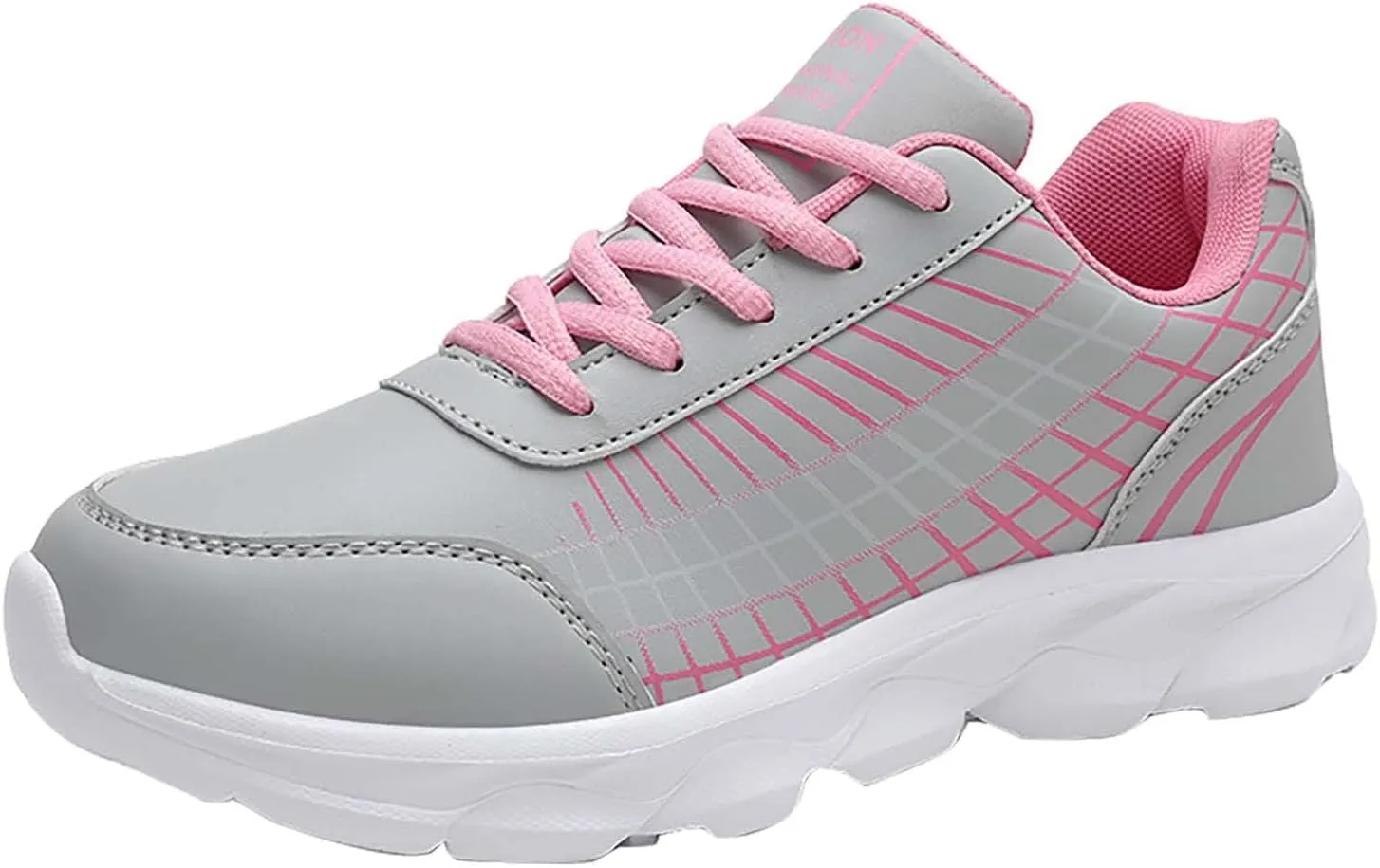 Non Slip Shoes Women Faux Pu Leather Lace Up Business Sneakers Outdoor Casual Comfortable Walking Training Shoes