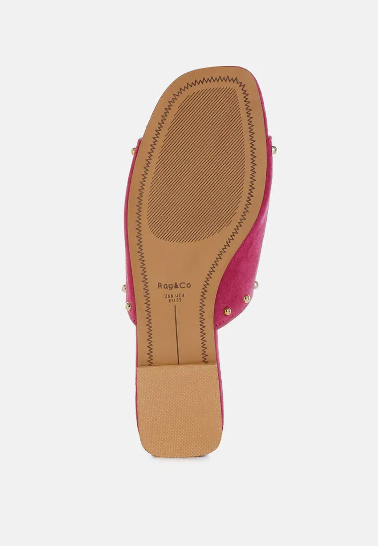Odalia Soft Suede Leather Studded Flats