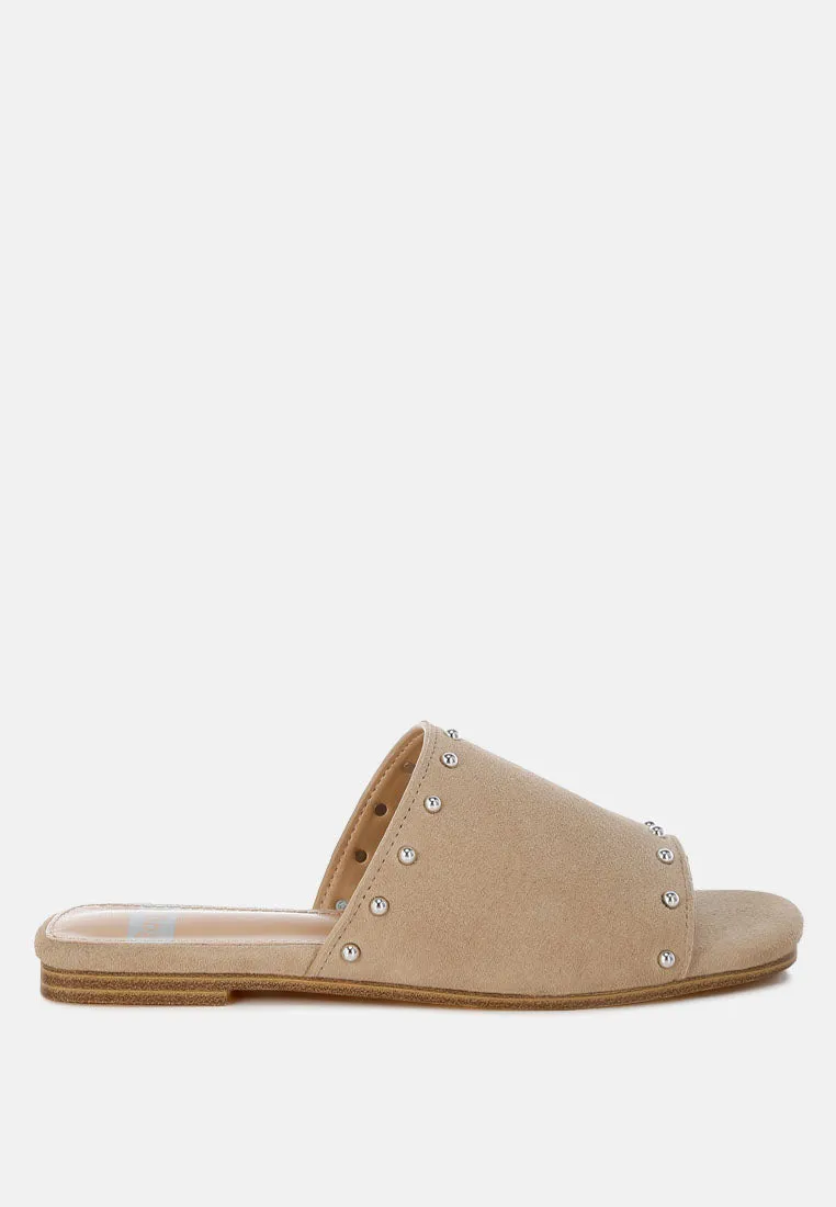 Odalia Soft Suede Leather Studded Flats