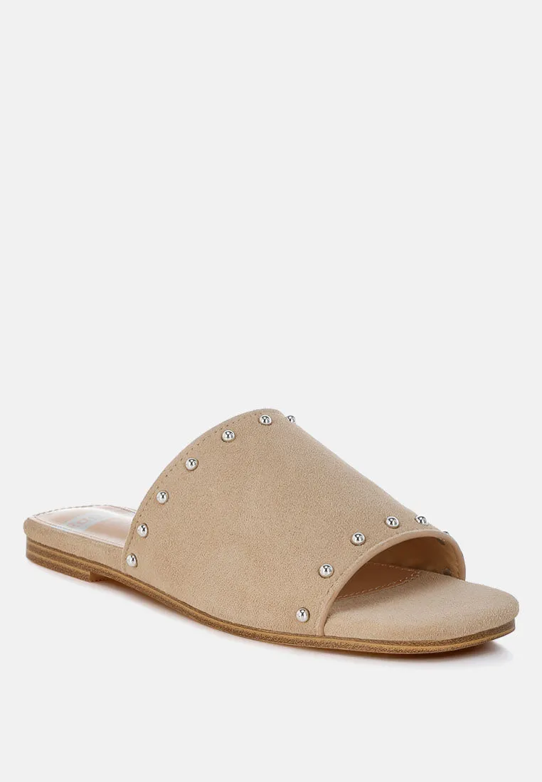 Odalia Soft Suede Leather Studded Flats