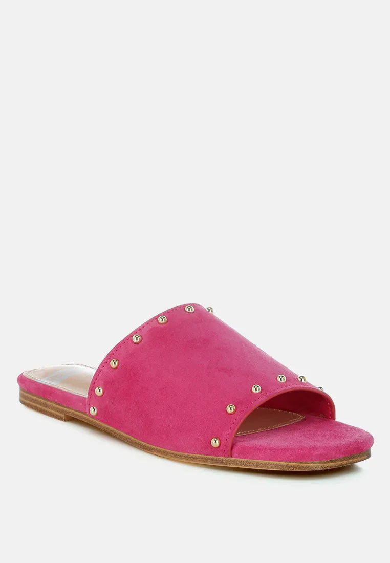 Odalia Soft Suede Leather Studded Flats