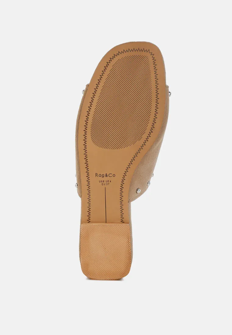 Odalia Soft Suede Leather Studded Flats