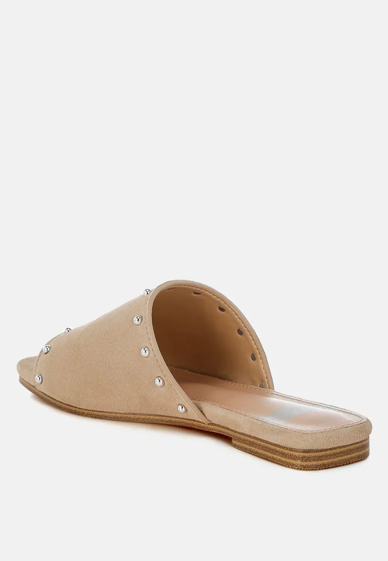 Odalia Soft Suede Leather Studded Flats