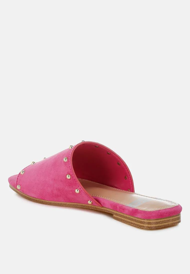 Odalia Soft Suede Leather Studded Flats