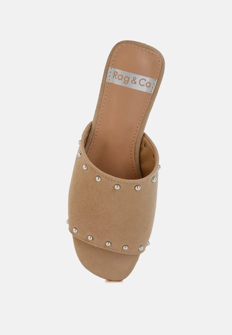 Odalia Soft Suede Leather Studded Flats
