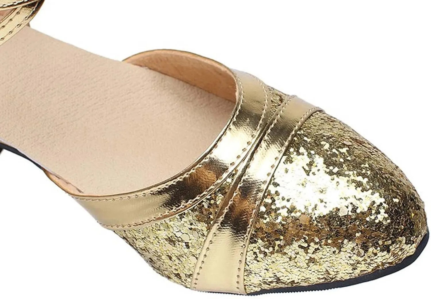 oiangi Womens Glitter Latin Dance Shoes Fashion Sequins Ballroom Salsa Tango Professional Performance Practice Dancing Shoes Trendy Ankle Straps Buckle Sandals