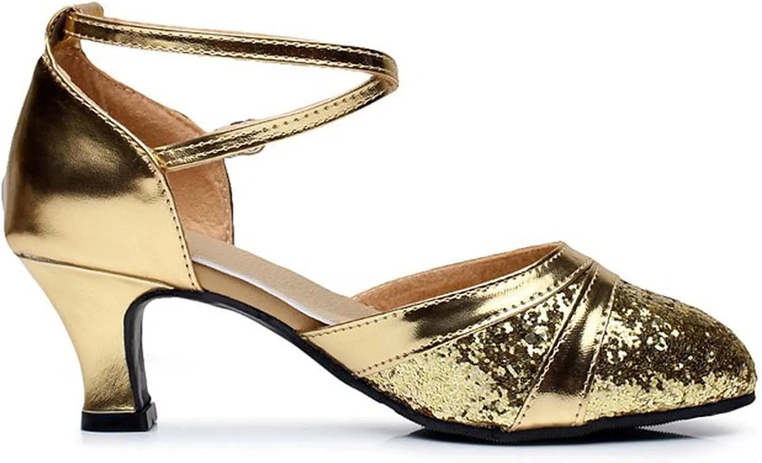 oiangi Womens Glitter Latin Dance Shoes Fashion Sequins Ballroom Salsa Tango Professional Performance Practice Dancing Shoes Trendy Ankle Straps Buckle Sandals