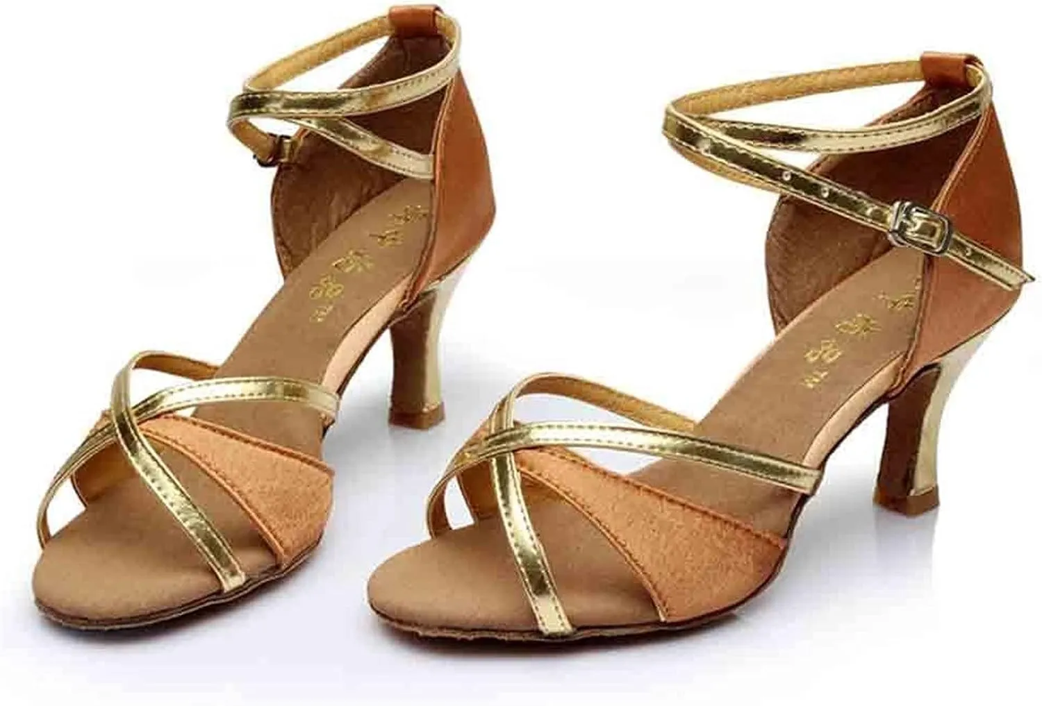 oiangi Women's Latin Dance Shoes Satin Professional Ballroom Salsa Practice Performance Dance Shoes