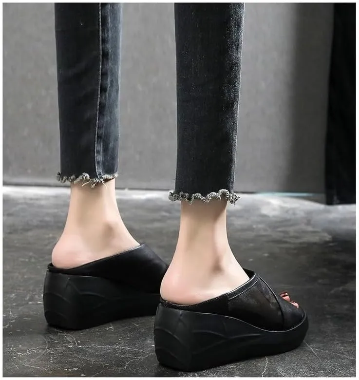 Orthopedic Sandals Summer Comfortable Orthotic Leather Wedges Slides Dressy Platform Heel Arch Support Slip Sandals Beach Shoes