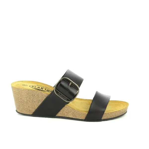 Plakton 363004 Black Two Strap Wedges