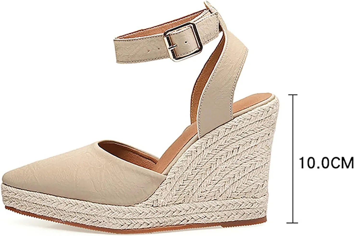 Platform Sandals Women Wedge Beach Sandals Pointed Straw Woven Rope Sandal Tooled Leather Sandal for Women