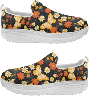 Platform Sneakers for Women Mother Casual Slip Ons Loafers Breathable Comfortable High Top Athletic Shoes Size 6-11 White Sole