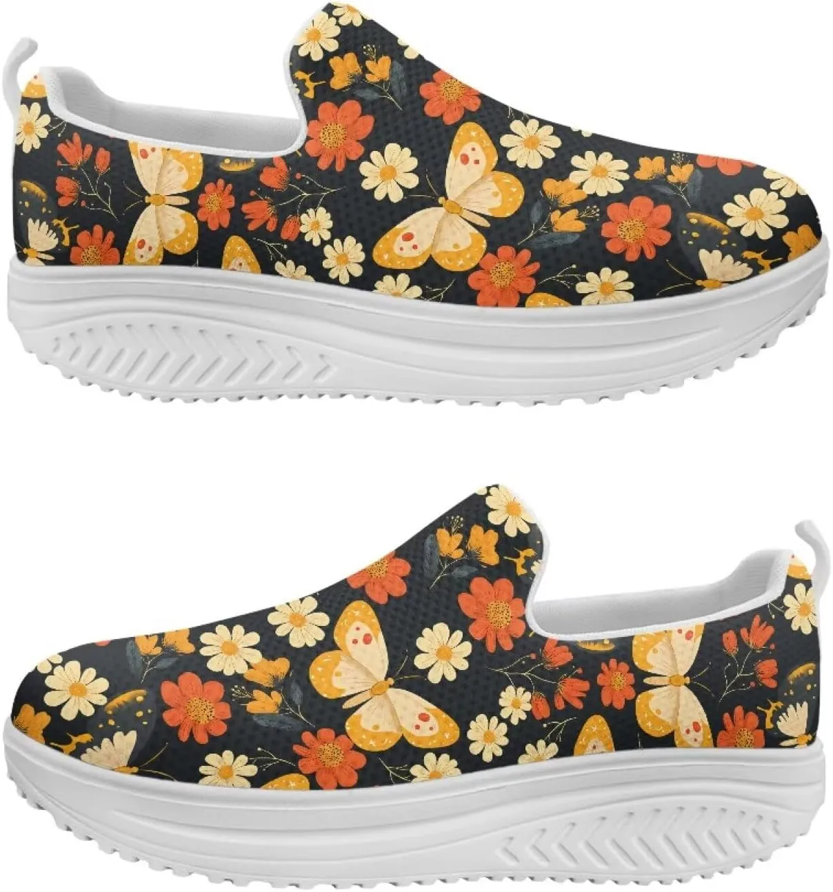 Platform Sneakers for Women Mother Casual Slip Ons Loafers Breathable Comfortable High Top Athletic Shoes Size 6-11 White Sole