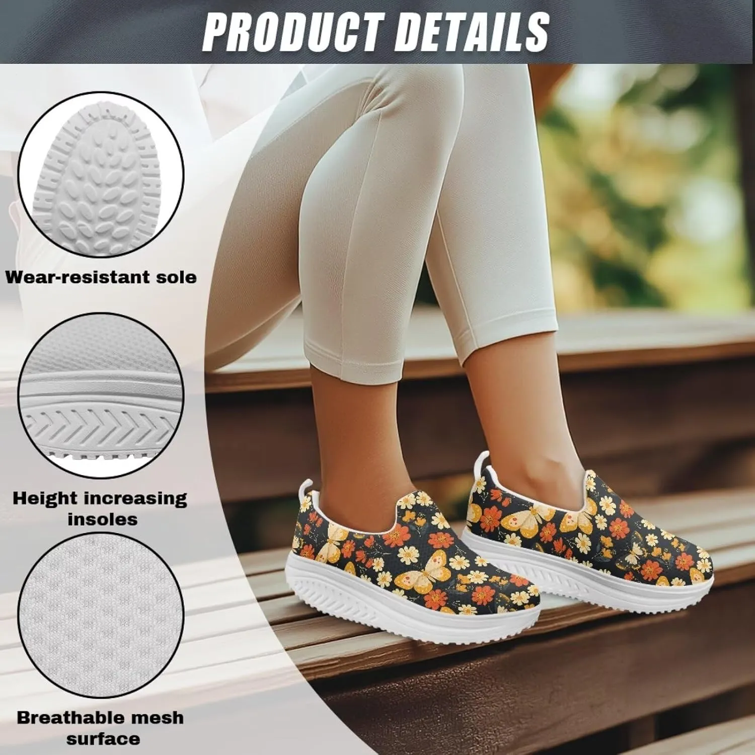 Platform Sneakers for Women Mother Casual Slip Ons Loafers Breathable Comfortable High Top Athletic Shoes Size 6-11 White Sole