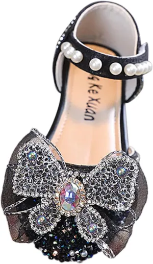 Princess Shoes Girls Dress Shoes Sparkle Wedding Party Shoes Glitter Bowknot Ballet Flats Shoes for Kid Toddler