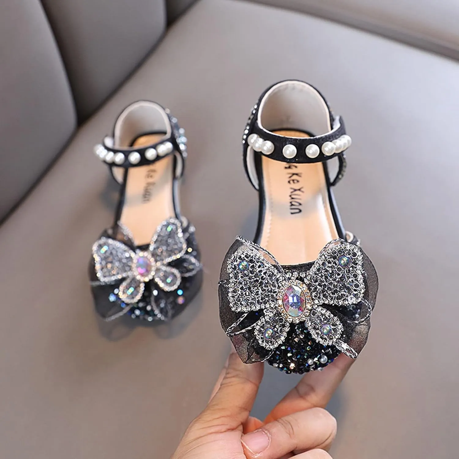 Princess Shoes Girls Dress Shoes Sparkle Wedding Party Shoes Glitter Bowknot Ballet Flats Shoes for Kid Toddler