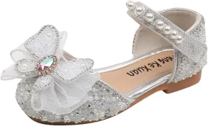 Princess Shoes Girls Dress Shoes Sparkle Wedding Party Shoes Glitter Bowknot Ballet Flats Shoes for Kid Toddler
