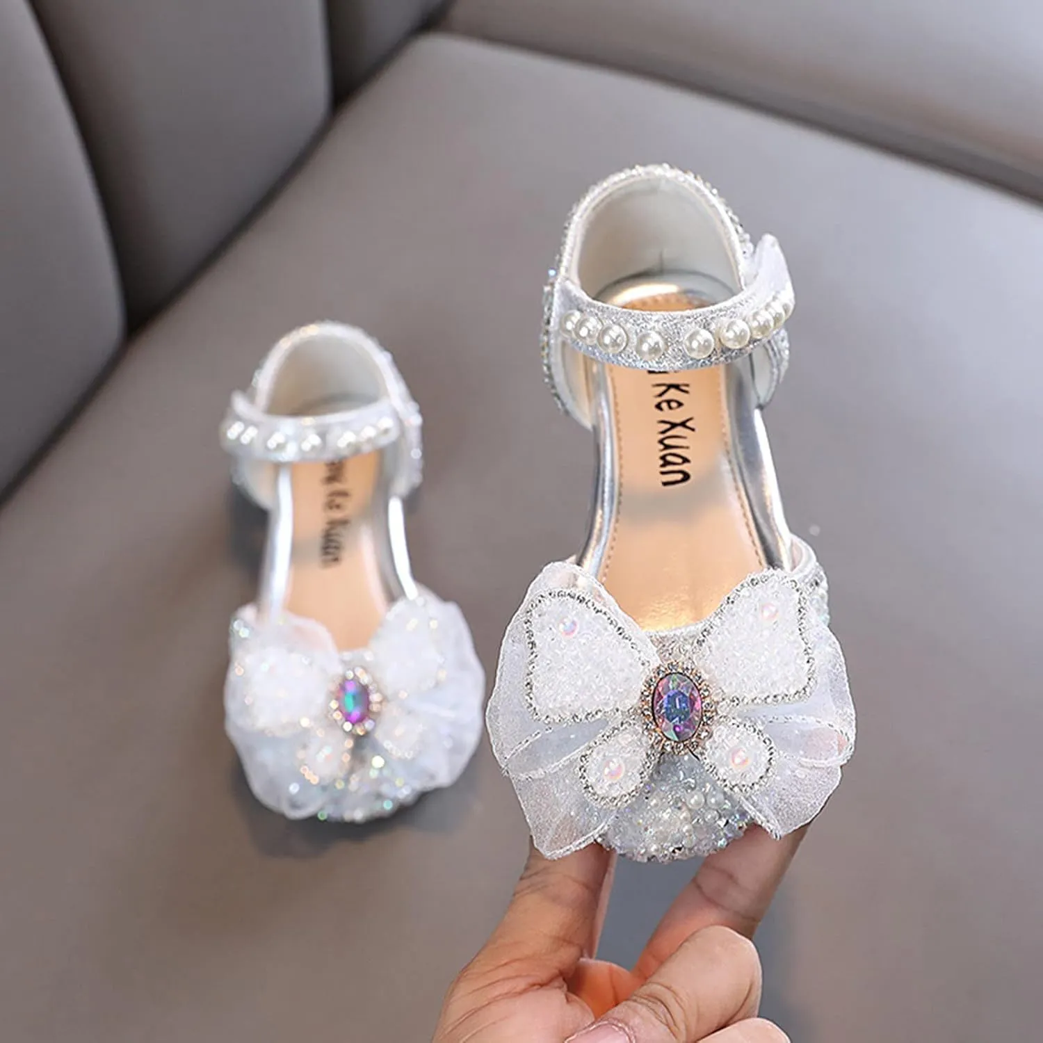 Princess Shoes Girls Dress Shoes Sparkle Wedding Party Shoes Glitter Bowknot Ballet Flats Shoes for Kid Toddler