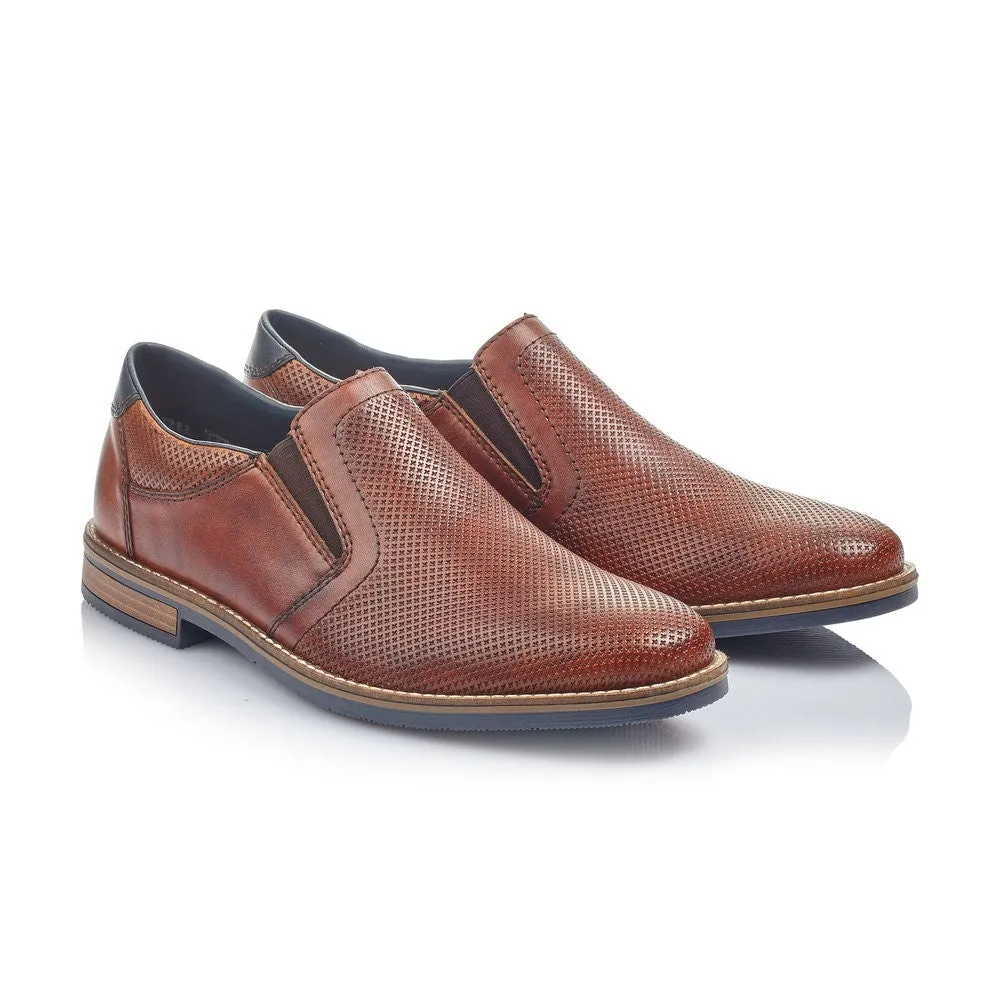 Rieker Mens Tan Leather Slip On Shoe