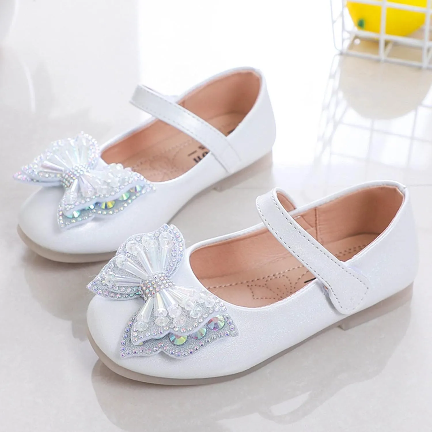 Sequins Bowknot Mary Jane Flat for Girls Party Wedding Ballerina Shoes Princess Ballet Dance Performance Shoes