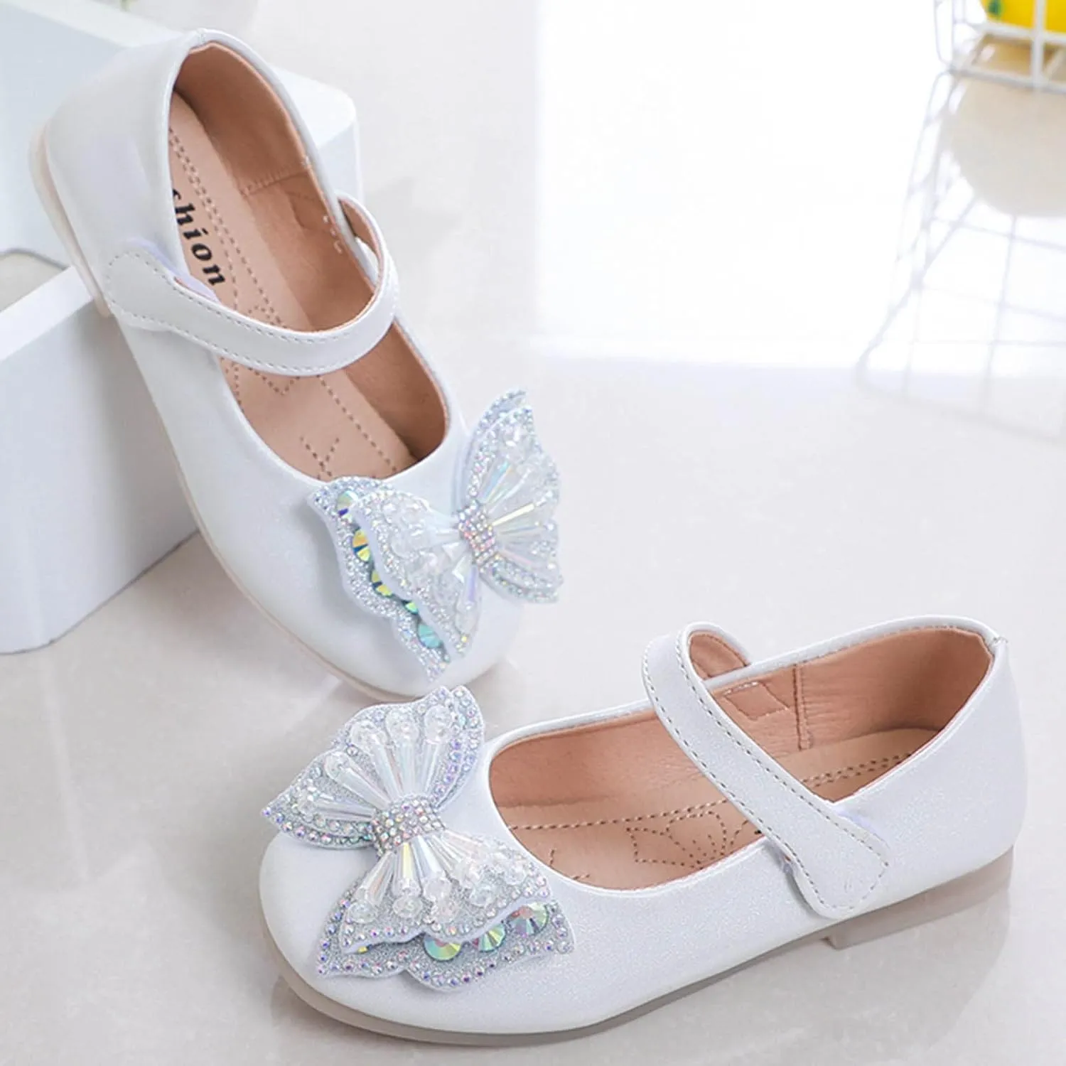 Sequins Bowknot Mary Jane Flat for Girls Party Wedding Ballerina Shoes Princess Ballet Dance Performance Shoes