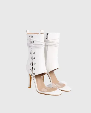 Shai Deconstructed Lace Up Sandals In White