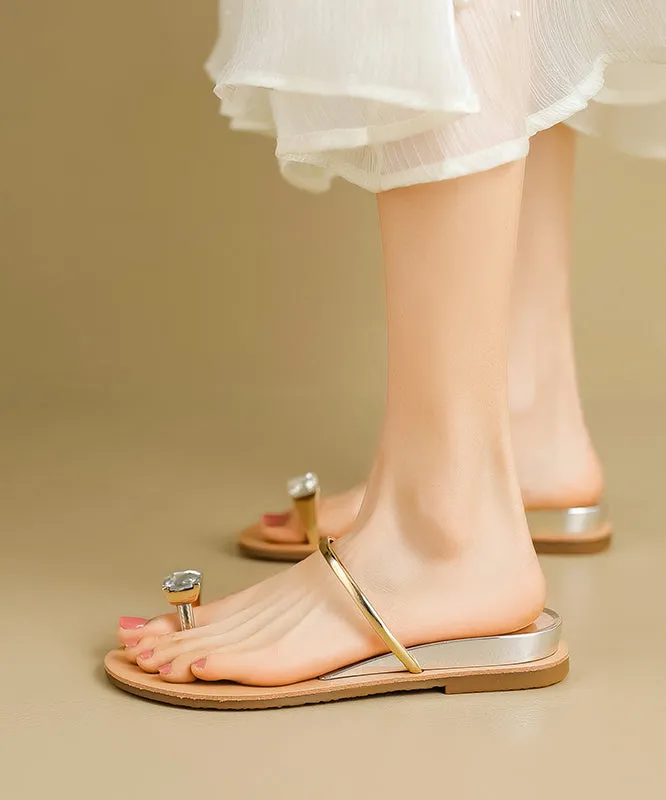 Silver Water Diamond Versatile Flat Bottomed Clip Toe Slide Sandals
