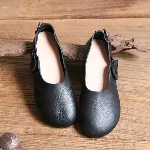 SOCOFY Women Leather Casual Outdoor Soft Slip On Flat Loafer Shoes